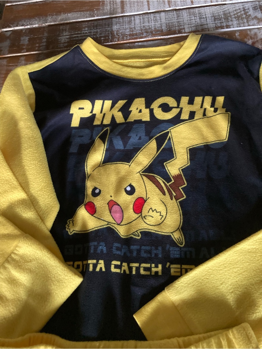 Pokemon Yellow and Black Pikachu pajama set